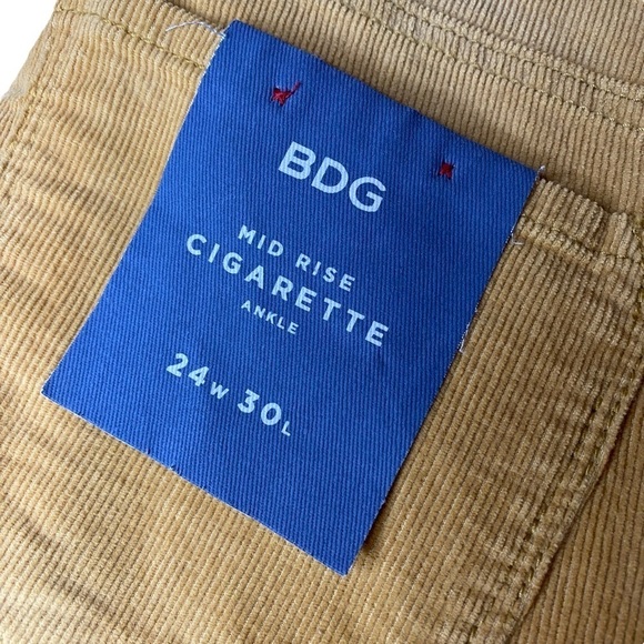 NWT UO BDG mid rise cigarette ankle pressed corduroy pants womens 24 caramel - Picture 4 of 10